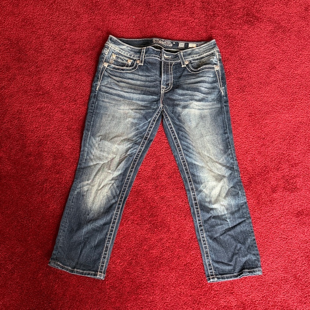 Miss Me Dark Blue Denim Chop Jeans